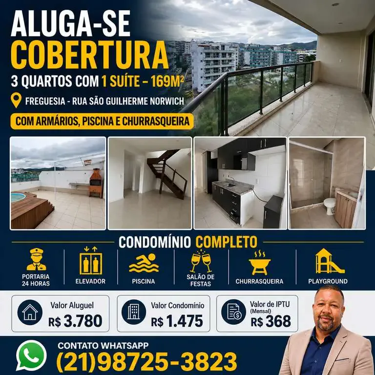 Cobertura para Locação em Rio de Janeiro/RJ - Anil - 3 Quartos